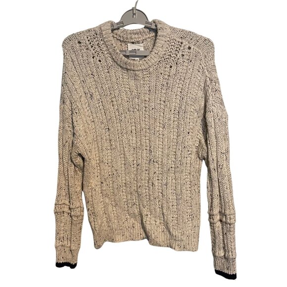 Aerie Chunky Knit Crewneck Sweater M | Marled Beige Cozy Pullover - Picture 1 of 5